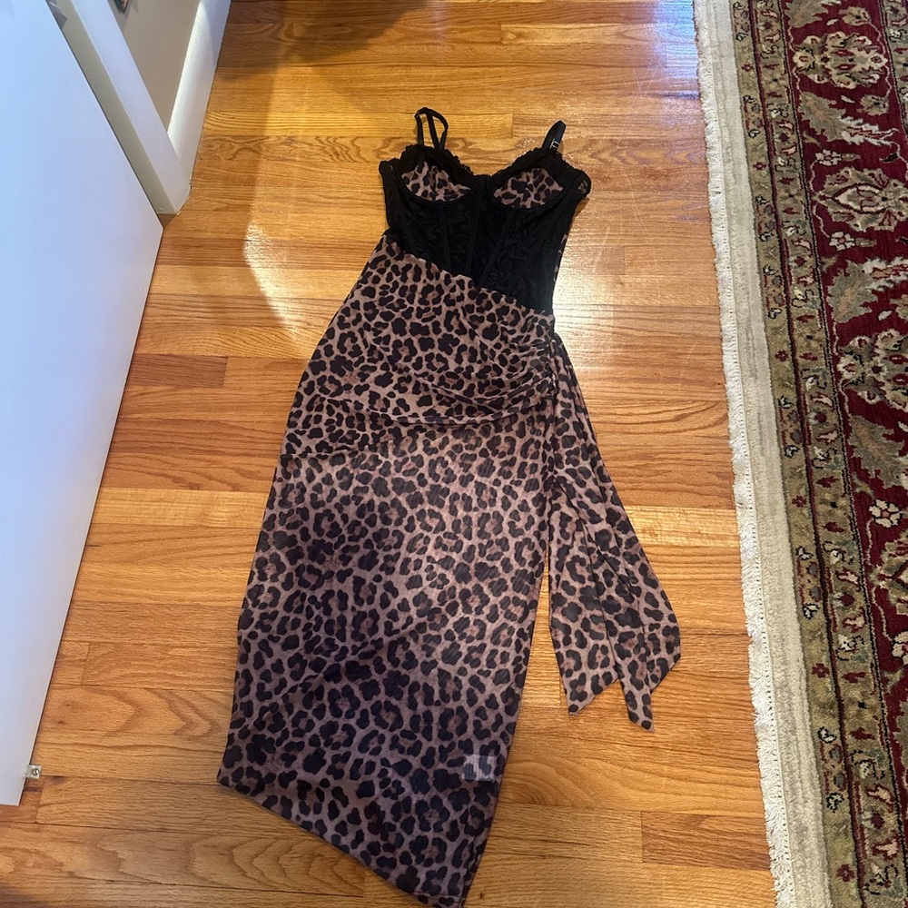 Dolls Kill Widow Unholy Sample Leopard Print Dress with Black Lace size Small - Picture 2 of 8